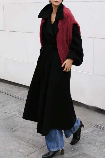 Lace-up Cashmere Coat Pure Charmaine Korean Style