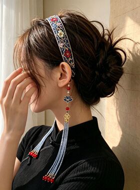 儿童汉服发箍女童古风刺绣流苏头箍发夹发卡中国风表演头饰发饰品