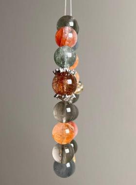 天然四季幽灵圆珠手链盆景意境优秀 彩幽灵晶体通透表皮光滑聚宝