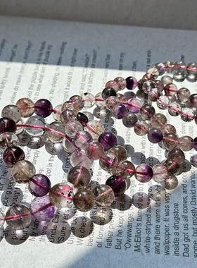 巧恩珠宝天然7A级冰种超七圆珠手链紫钛晶极光散珠手串 厂家直销