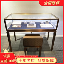 Gold Jewelry Counter Jade Ware Emerald Exhibition Cabinet Luxury Glass Display Cabinet Stainless Steel Watch Cabinet Manufacturer Customized