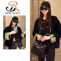 BEBE NOBLE NEW CHINESE STYLE WIND JACKET WOMENS DRESS NEW AUTUMN WINTER VELVET CLIP COTTON DESIGN SENSATION DISC BUTTON JACKET