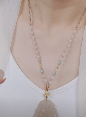 玛瑙佛公吊坠项链女款玉石吊坠