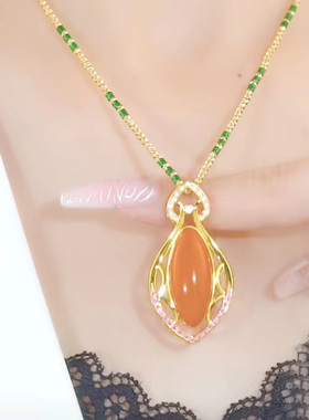 高品质保山冰飘红南红项链女