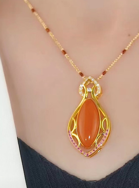 高品质保山冰飘红南红色项链女