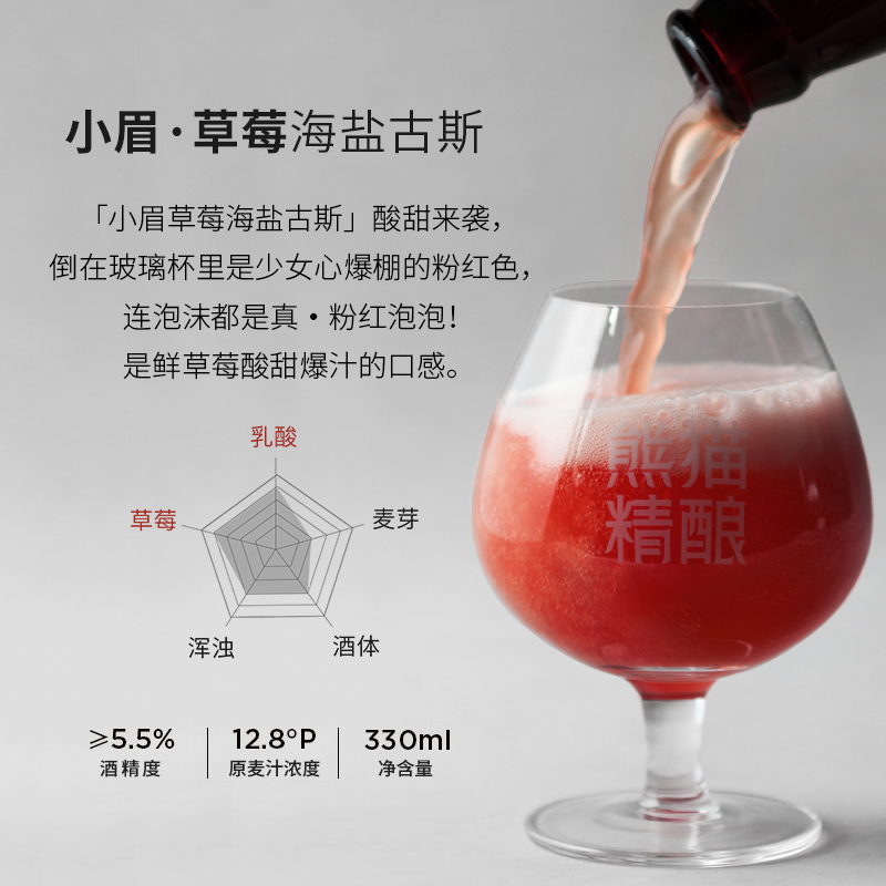 熊猫精酿啤酒330ml草莓古斯小麦原浆啤酒整箱批发白啤果啤扎啤 - 图1