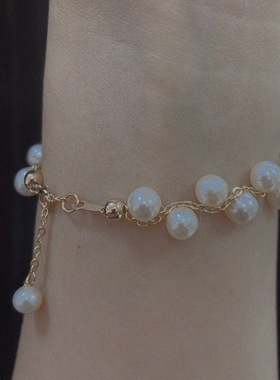 手链珍珠波浪绕线进口黑色公主