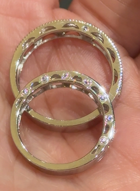 情人节礼物莱茵爱情桥情侣对戒原创戒指S925纯银镀18K金闭口戒指