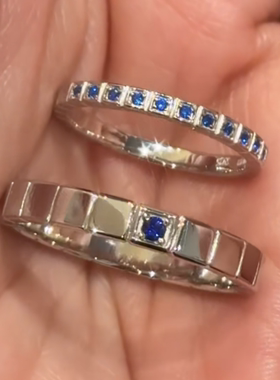 恋爱情侣礼物小方糖情侣对戒原创戒指S925纯银镀18K金闭口戒指