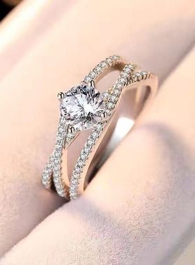 三生三世纯银戒指一克拉