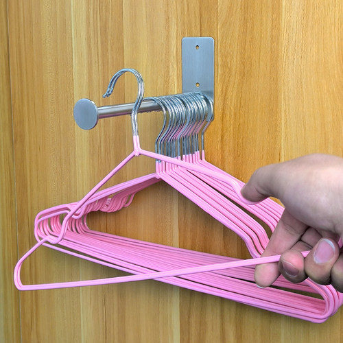 晾衣架收纳神器304免打孔阳台整理置物架壁挂式墙上放挂钩勾架子 - 图1