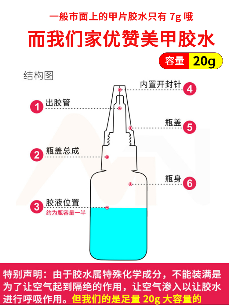 正品401甲片胶水美甲店专用 牢固持久粘假指甲片美甲饰品水钻免烤