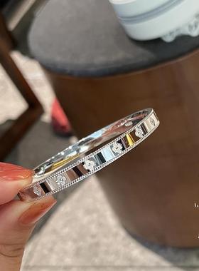 9999纯银手镯女万花筒幸运四叶草开口足银镯子实心时尚年轻款手环