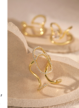 简约锆石戒指女极简小众设计感个性网红食指戒新款潮人百搭装饰品