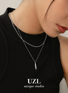 高级感简约项链女小众设计吊坠锁骨链金属秋冬毛衣链长款2025年
