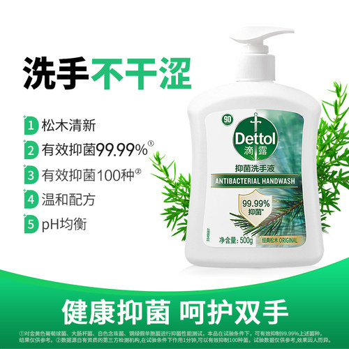 滴露经典滋润松木洗手液包邮家用正装抑菌儿童按压非泡沫500g*2瓶 - 图1