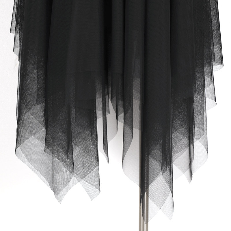 松紧腰纱裙黑色设计感2023网纱裙子 圣缇莎半身裙