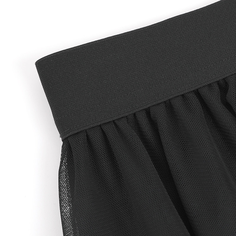 松紧腰纱裙黑色设计感2023网纱裙子 圣缇莎半身裙