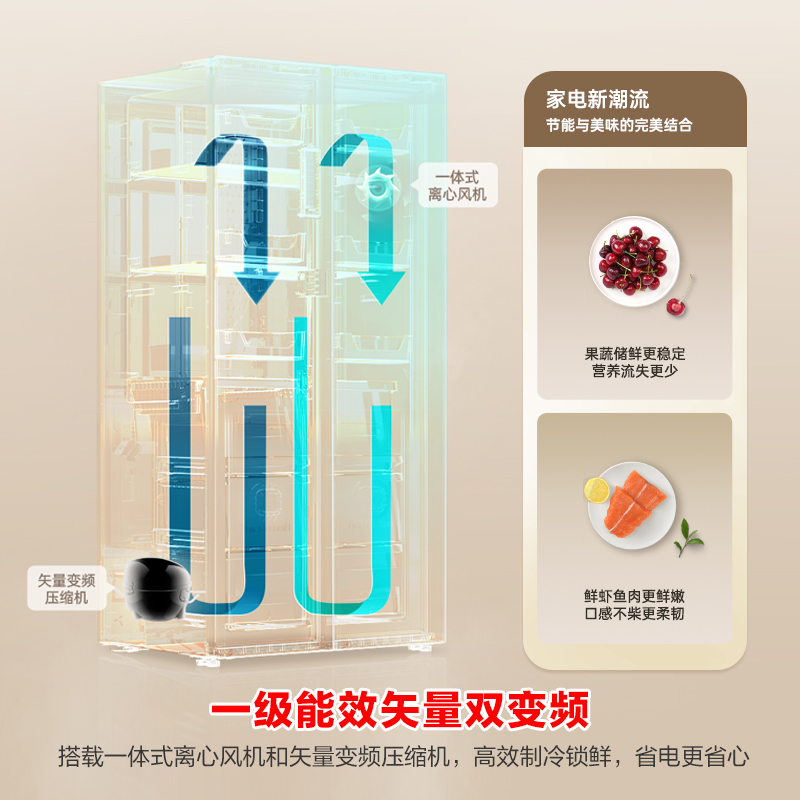【646升级款】容声637L对开门冰箱双开门一级能效家用大容量变频