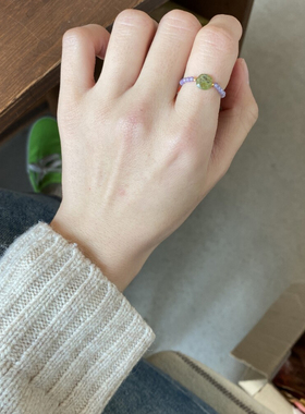 韩国进口 百搭简约 小石头弹力戒指 ins风鱼线指环 可爱气质女