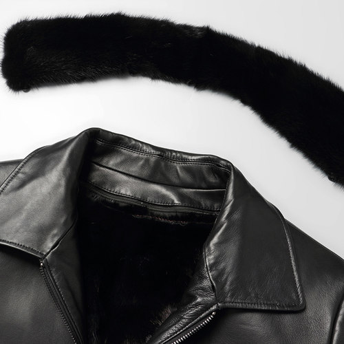 冬季新款水貂内胆皮毛一体男中老年头层绵羊皮真皮皮衣父亲外套厚 - 图1