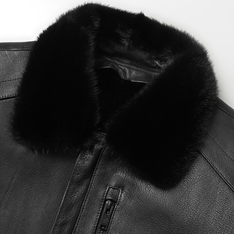 海宁真皮皮衣男山羊皮中长款翻领爸爸装水貂内胆皮毛一体皮草外套,淘宝优惠券,粉丝福利购,淘宝优惠卷