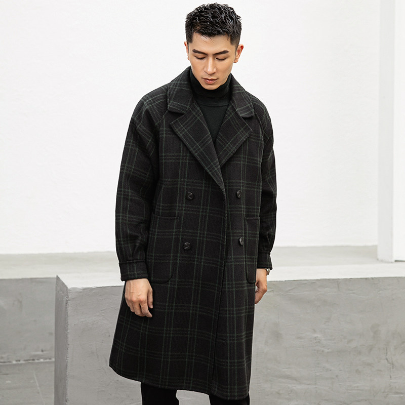 新款秋冬双面呢大衣男中长款时尚格纹青年羊毛大衣非羊绒风衣外套,淘宝优惠券,粉丝福利购,淘宝优惠卷