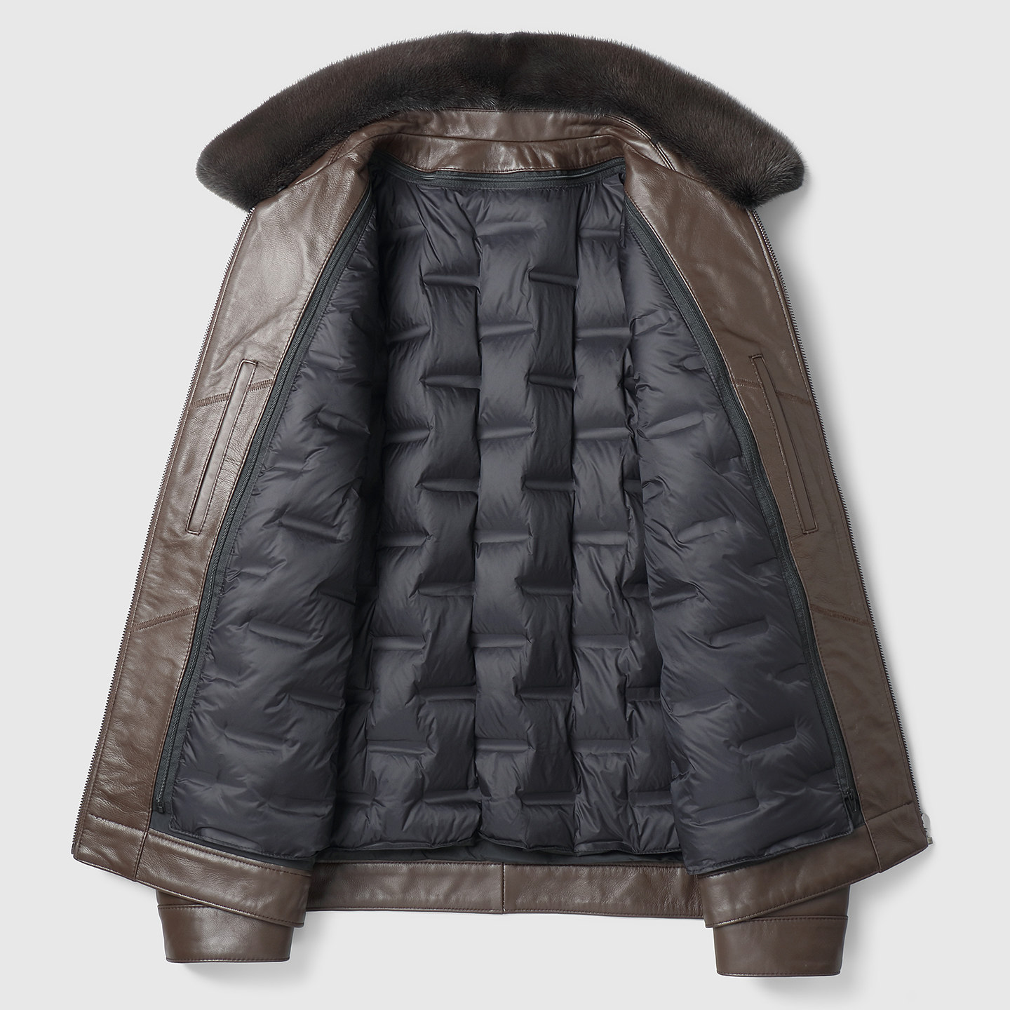 冬季海宁真皮皮衣男绵羊皮水貂毛领真皮羽绒服爸爸鹅绒皮夹克外套,淘宝优惠券,粉丝福利购,淘宝优惠卷