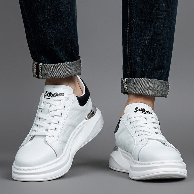 厚底增高小白鞋男45加肥加宽大码男鞋46百搭休闲板鞋47轻便运动鞋,淘宝优惠券,粉丝福利购,淘宝优惠卷