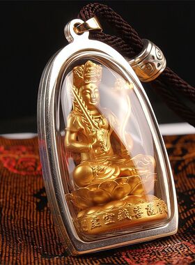 原创设计虚空藏菩萨镀金小佛像嘎乌盒护身挂件生肖牛虎本命佛吊坠