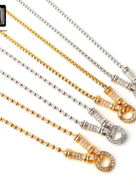 合金项链 泰国原版佛牌链保色微镶圆扣快拆扣佛牌挂链多挂男女款