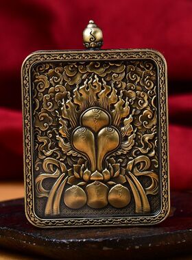 黄财神、文殊眼古铜色唐卡空壳豪华盒高档次外壳大鹏鸟不掉色DIY