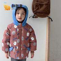 胖胖象秋冬季儿童连帽印花羽绒棉衣外套