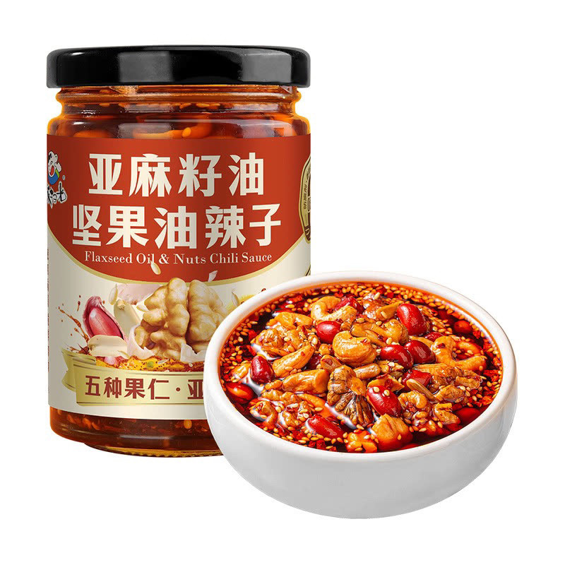 山姆饭扫光亚麻籽油坚果油辣子5种果仁拌饭面辣椒酱香辣酥脆