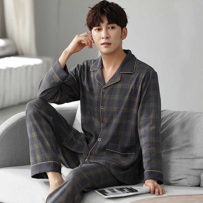 男春秋季长袖纯棉爸爸中老年睡衣 芬颜睡衣/家居服套装