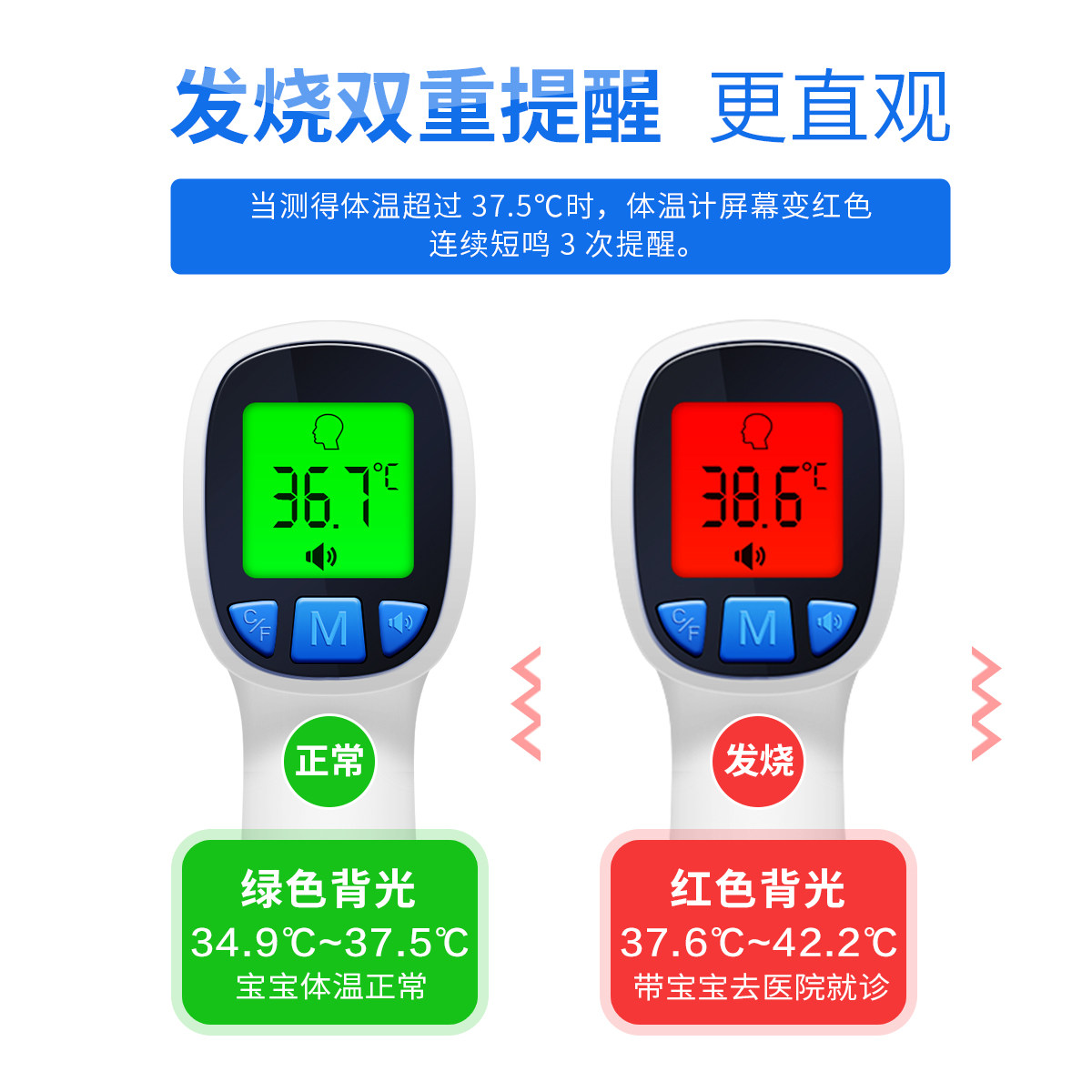 京柏医疗体温枪家用额温枪温度计表 孕康医疗器械体温计类