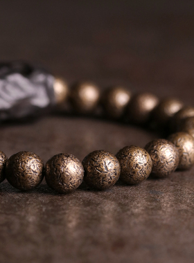 曲尾花复古铜手链个性手串饰品