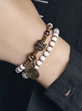 曲尾花小众设计师珠子男女双层