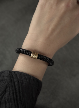 曲尾花中性黑檀木原创手链