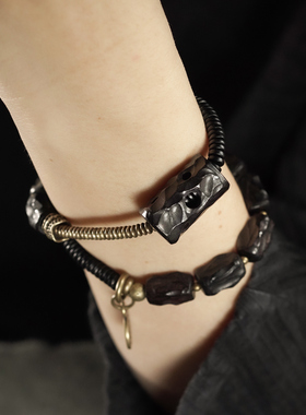 曲尾花原创设计黑檀木手链男士潮