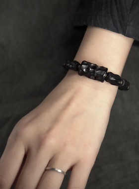 曲尾花复古手工肌理不规则手串