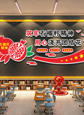 石榴籽精神民族团结红色爱国主题党建文化墙宣传活动室布置墙贴纸