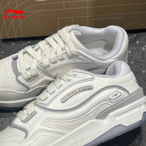 李宁001 BTC 3情侣款经典休闲板鞋2025年秋季反光运动板鞋AGCV281 - 图0