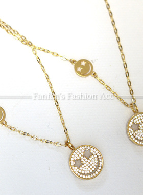 镀金长款锆石镶嵌日韩叠戴颈饰