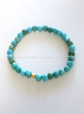 绿松石手链波西米亚叠戴小众复古文艺石材串珠蓝绿色新中式手串女