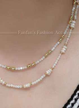 白色原创设计感纯欲叠戴锁骨链