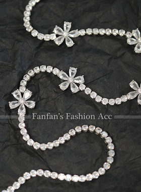 高档锆石满钻花朵项链女网红小众锁骨链ins冷淡风颈链个性颈圈潮