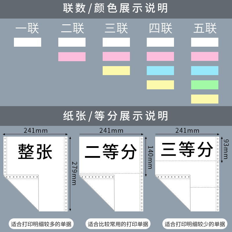 晨光针式电脑打印纸三联一二三等分二联三等分两联四联五联六联241-3联1等分三联单发票清单发送货出库单票据 - 图3