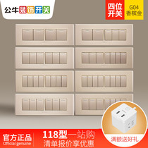 Bull 118 Type Four Open Single Double Control Concealed Wall Four Union 4 Open Panel Champagne Gold G04 Four Multi-Position Switch