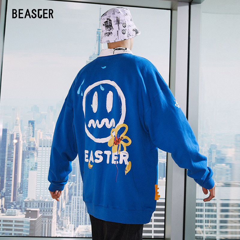 beaster小恶魔笑脸橙色男鬼脸卫衣 beaster卫衣